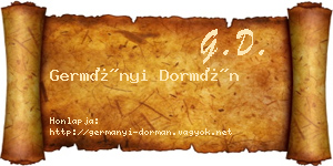 Germányi Dormán névjegykártya